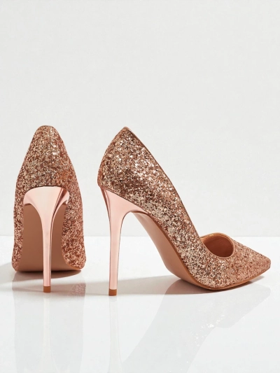 Ženski salonarji eko usnje z brokatom Zavrimea