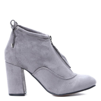 Szare botki na słupku Gloria - Obuwie
