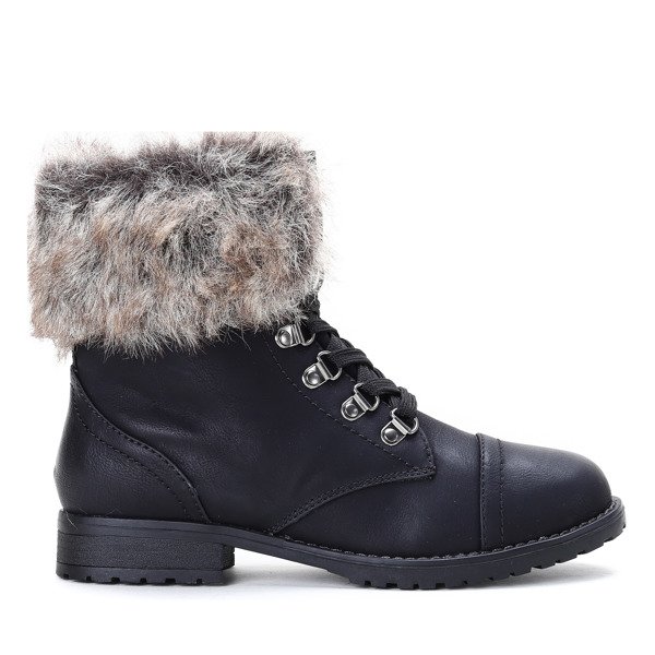 Czarne ocieplane trapery Ava - Obuwie