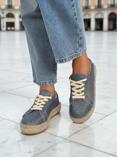 Aurelia Denim Espadrillos – ženski športni copati z ravno peto iz tkanine