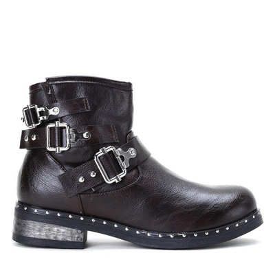 Brązowe botki ze sprzączkami Tricia- Obuwie