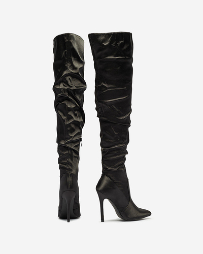 OUTLET Čierne dámske čižmy na podpätku Humico- Obuv