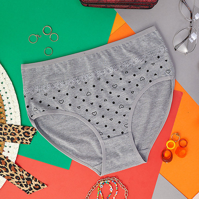 Sivé bavlnené dámske nohavičky so srdiečkami - Spodná bielizeň