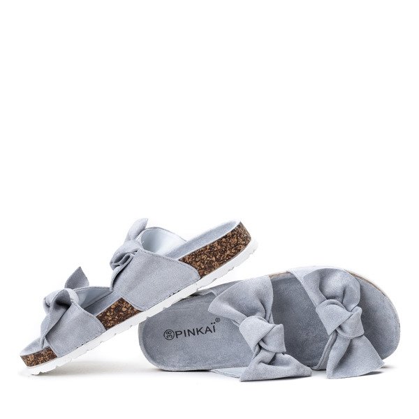 Modré papuče s mašličkou Marecia - Obuv