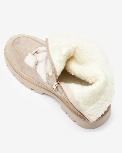 Royalfashion Svetlohnedé dámske trapperské čižmy s ovčou kožou Getatsa