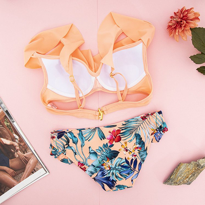 Oranžové kvetinové plavky - Spodná bielizeň