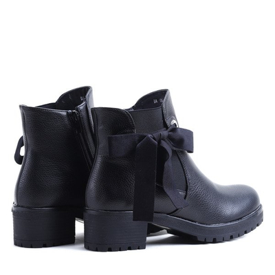 Czarne botki na niskim słupku Victoria - Obuwie