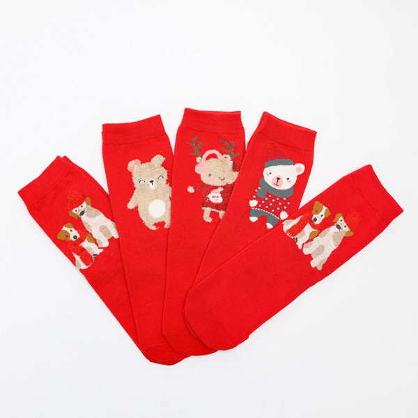 Dámske vianočné ponožky 5 / bal - Spodná bielizeň