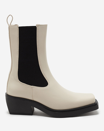 Béžové dámske vysoké slip on čižmy Darran - Obuv