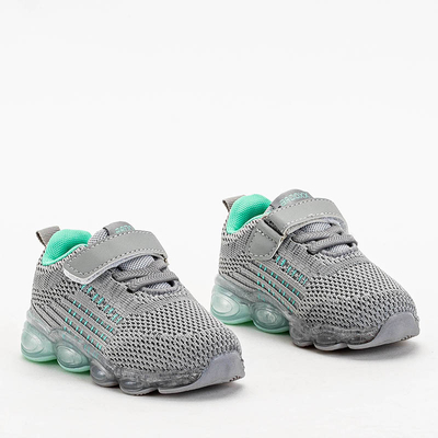 Šedé detské športové topánky s mint detailmi Dons - Footwear