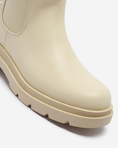 Béžové dámske vysoké čižmy s plochým podpätkom Vedesa - Oblečenie