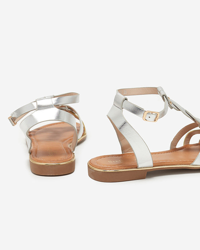 VÝSTUP Strieborno-zlaté dámske ploché sandále Fatop- Obuv