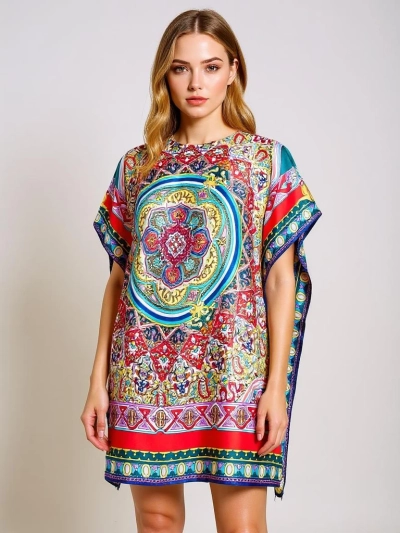 Pareo Ariadne – pisana obleka do kolen Royalfashion iz poliestra