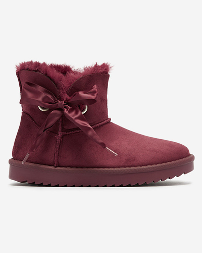 OUTLET Bordové dámske snehové čižmy s mašľou Rimms- Obuv