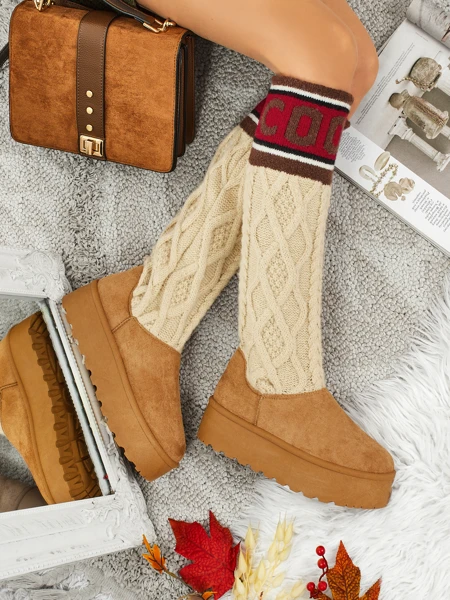 Visoki ženski škornji za sneg v stilu Anane z zgornjim delom