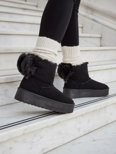 Royalfashion Dámske čižmy a'la snow boots v čiernej farbe Goroggo