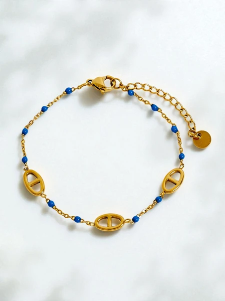 Zapestnica Callisto Aurea z biseri, pozlačena