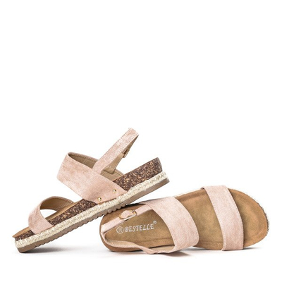 Różowe sandały na niskiej platformie Movisa - Obuwie