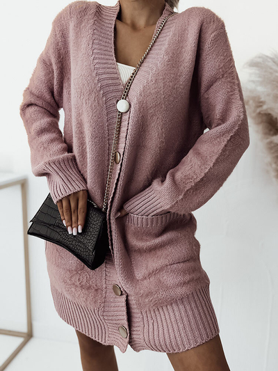 Royalfashion Ružový dámsky sveter s prehozmi