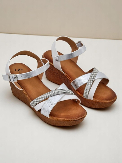 Royalfashion Dámske wedge sandále s rhinestones a trblietkami Glittera