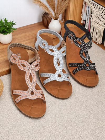 Royalfashion Dámske sandále Ava Shine s ozdobnými remienkami