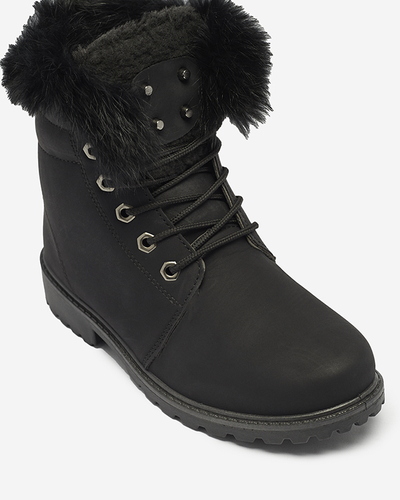 Klasické dámske čižmy a'la trapper v čiernej farbe Lausa- Footwear
