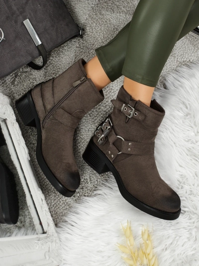 Ženski gležnarji iz eko semiša s sponkami Valtos