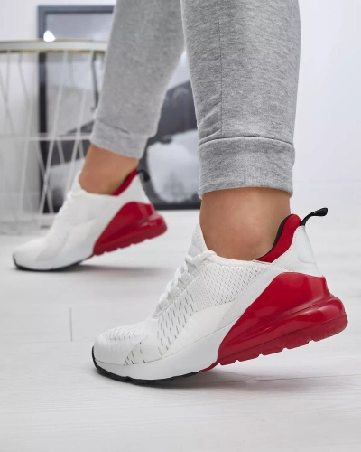 OUTLET Dámska bielo-červená látková športová obuv Tayrio- Footwear