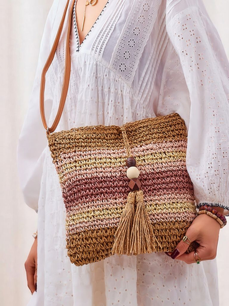 Royalfashion Malá slamená dámska kabelka Pruhovaný šarm Mini