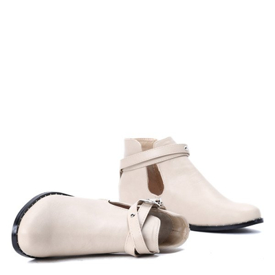 Beżowe botki z wycięciami Heather- Obuwie