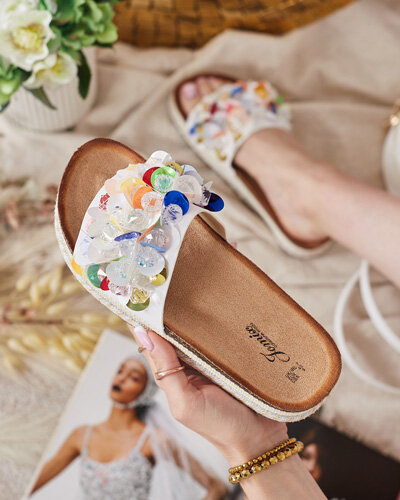 Royalfashion Dámske žabky Loassa s kamienkami