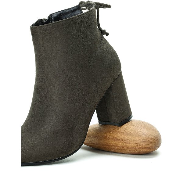 Zielone botki na słupku Only One - Obuwie