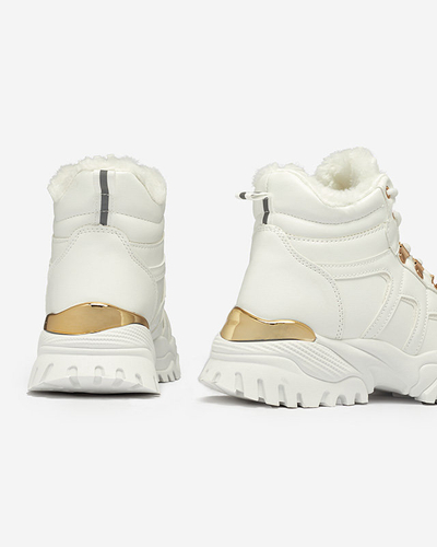 OUTLET Biele snehové čižmy z ekokože Vetorr- Obuv