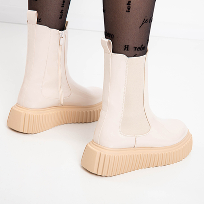 Béžové dámske lakované topánky Monka - Topánky