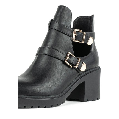 Czarne botki na słupku Rati - Obuwie