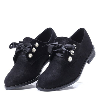 Czarne półbuty z perełkami Lea - Obuwie