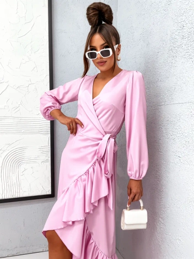 Royalfashion Zviazané midi šaty pre ženy s volánmi
