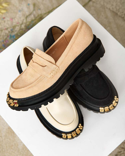Ženski loaferji Aurelia bež barve na 5 cm platformi - stilski in udobni