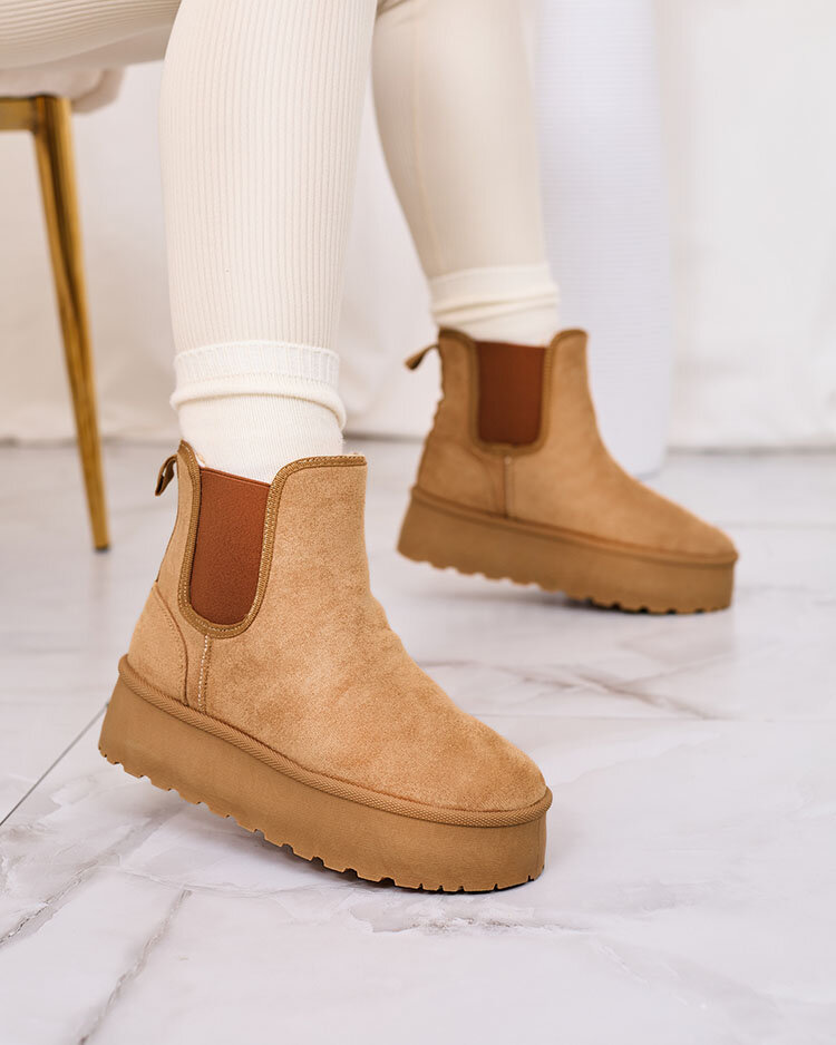 Royalfashion Hnedé dámske snehule na platforme Stiellsia