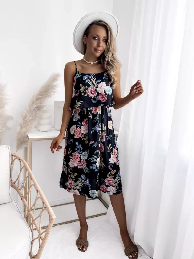 Dámske vzorované šaty a'la hiszpanka v čiernej farbe- Oblečenie