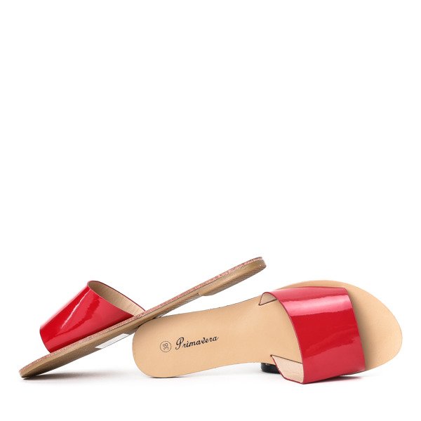 Červené papuče na plochej podrážke Austis - Obuv