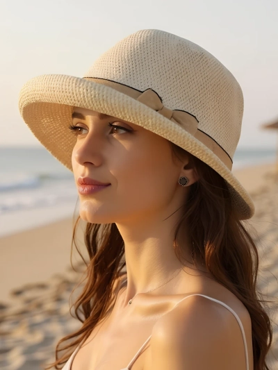 Royalfashion Dámsky klobúk zdobený mašľou Summer Grace
