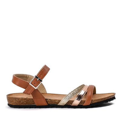 Hnědé sandály na ploché podrážce Soft Sparkle - Footwear 1