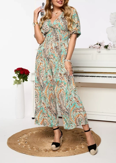 Vzorovaný mätový dámsky overal - Oblečenie