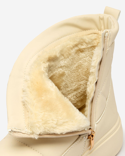 Royalfashion Béžové dámske čižmy a'la snow boots Kacecica