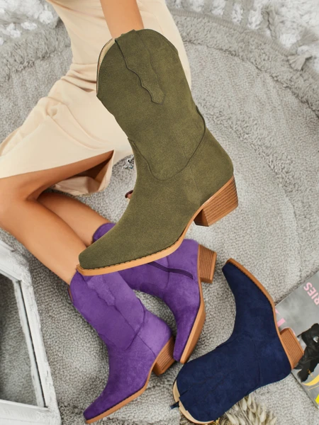 Ženski kavbojski škornji iz eko semiša SpireHush