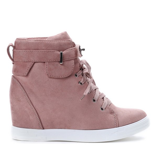 Różowe sneakersy na koturnie Jolie- Obuwie