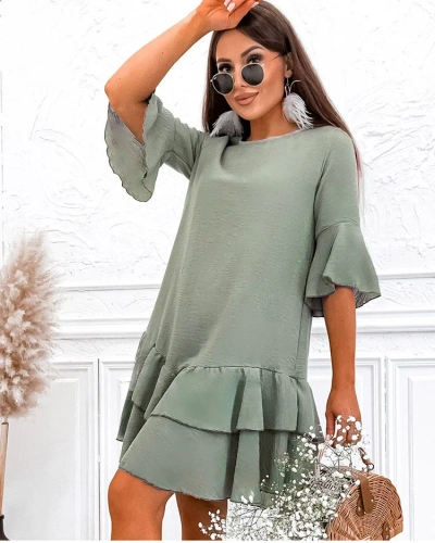 Royalfashion Dámske plátenné mini šaty