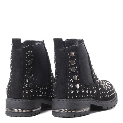 Czarne botki z eko zamszu Ellia- Obuwie