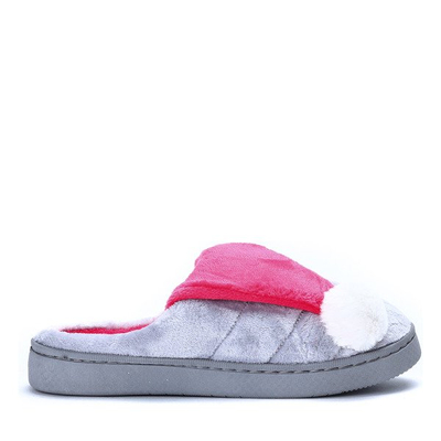 Szare kapcie z pomponikiem Santa- Obuwie